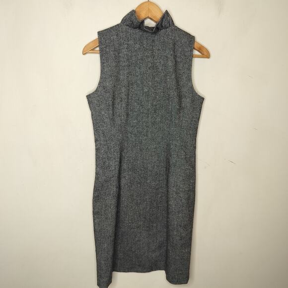 Saks Fifth Ave Tweed Dress Ruffle Collar Sleeveless Office Work - Picture 4 of 5